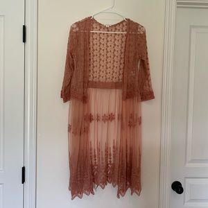 Coral Lace Duster Kimono